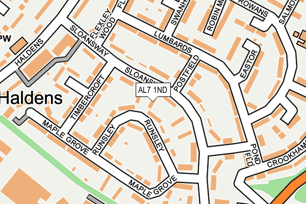 AL7 1ND map - OS OpenMap – Local (Ordnance Survey)