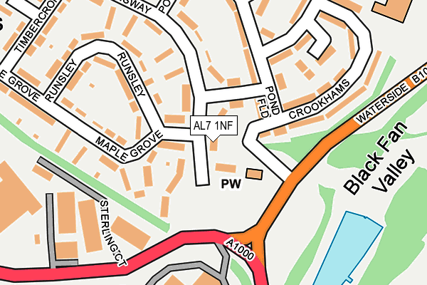AL7 1NF map - OS OpenMap – Local (Ordnance Survey)
