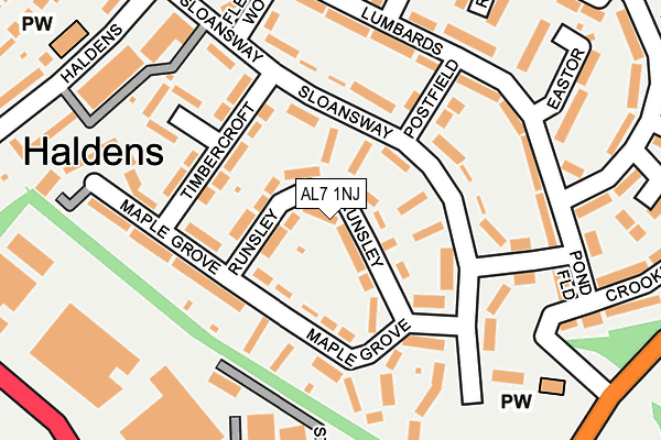 AL7 1NJ map - OS OpenMap – Local (Ordnance Survey)