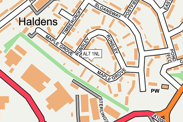 AL7 1NL map - OS OpenMap – Local (Ordnance Survey)