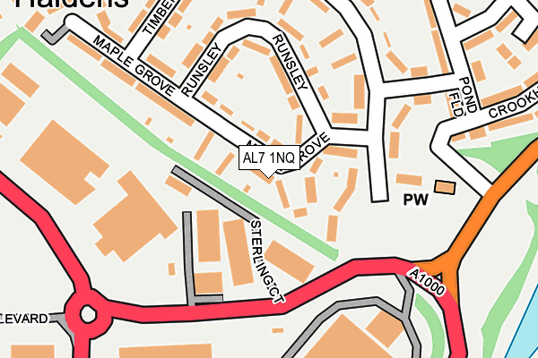 AL7 1NQ map - OS OpenMap – Local (Ordnance Survey)