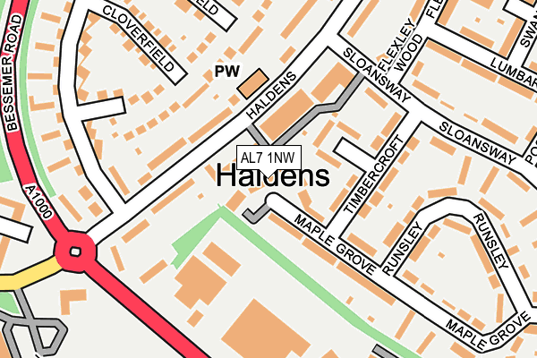 AL7 1NW map - OS OpenMap – Local (Ordnance Survey)