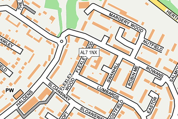AL7 1NX map - OS OpenMap – Local (Ordnance Survey)