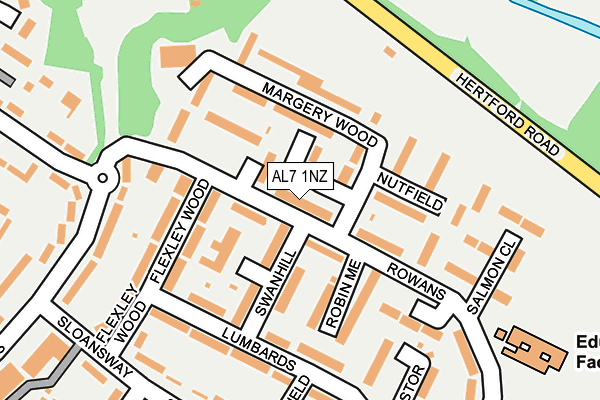 AL7 1NZ map - OS OpenMap – Local (Ordnance Survey)