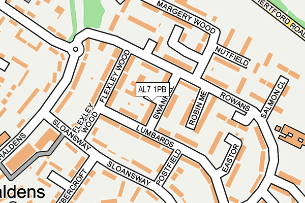 AL7 1PB map - OS OpenMap – Local (Ordnance Survey)