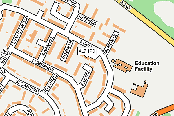 AL7 1PD map - OS OpenMap – Local (Ordnance Survey)
