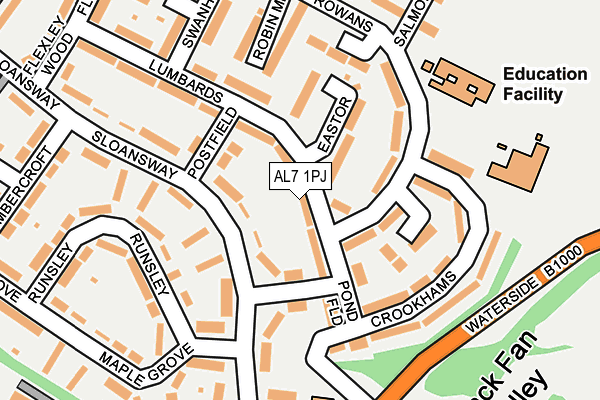 AL7 1PJ map - OS OpenMap – Local (Ordnance Survey)