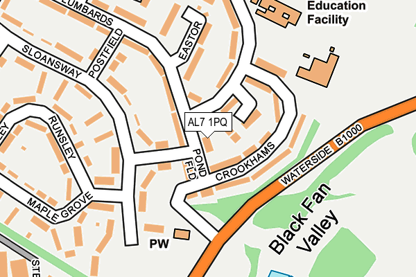 AL7 1PQ map - OS OpenMap – Local (Ordnance Survey)