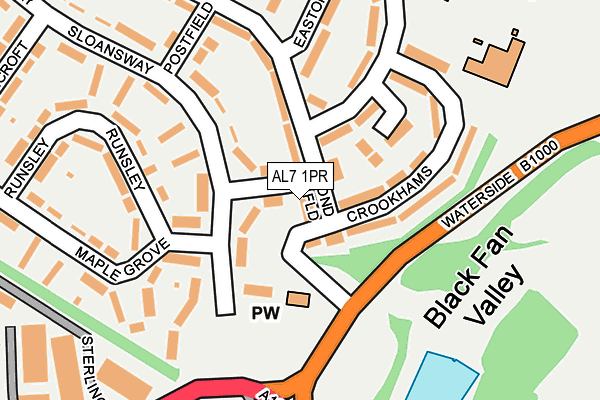 AL7 1PR map - OS OpenMap – Local (Ordnance Survey)