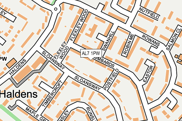 AL7 1PW map - OS OpenMap – Local (Ordnance Survey)