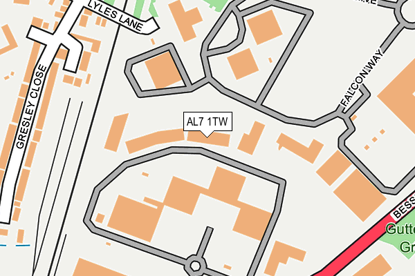 AL7 1TW map - OS OpenMap – Local (Ordnance Survey)