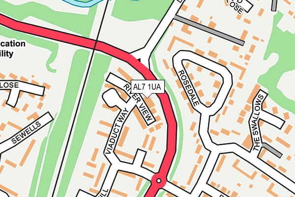 AL7 1UA map - OS OpenMap – Local (Ordnance Survey)