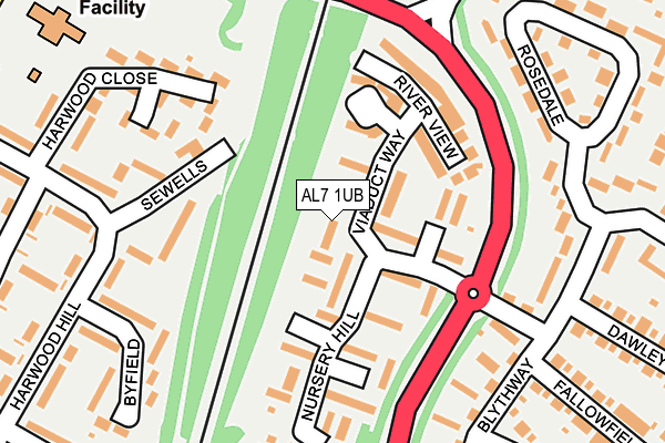 AL7 1UB map - OS OpenMap – Local (Ordnance Survey)