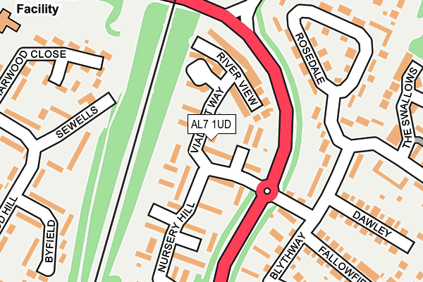 AL7 1UD map - OS OpenMap – Local (Ordnance Survey)