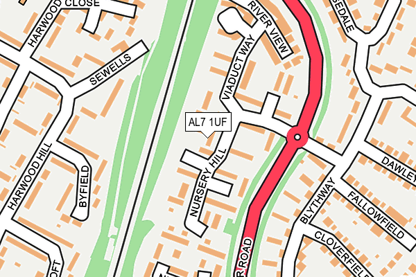 AL7 1UF map - OS OpenMap – Local (Ordnance Survey)