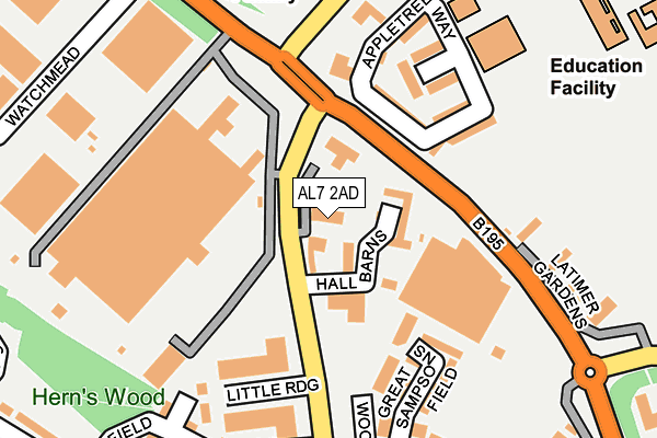 AL7 2AD map - OS OpenMap – Local (Ordnance Survey)
