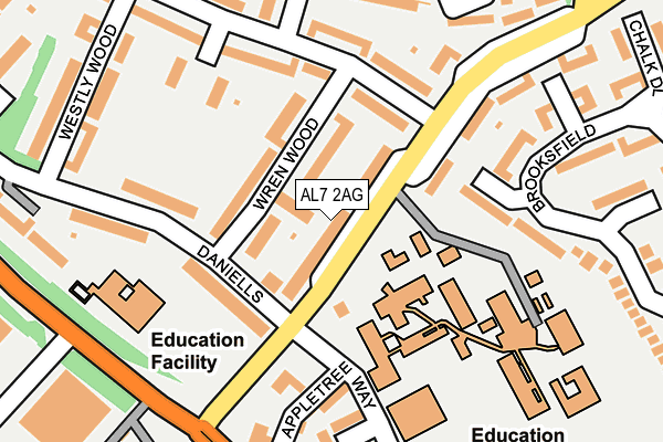 AL7 2AG map - OS OpenMap – Local (Ordnance Survey)