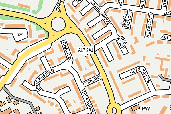 AL7 2AJ map - OS OpenMap – Local (Ordnance Survey)