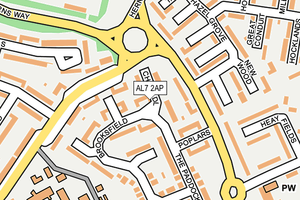 AL7 2AP map - OS OpenMap – Local (Ordnance Survey)