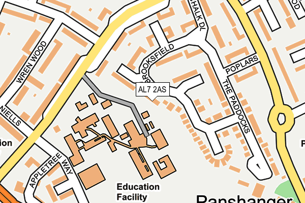 AL7 2AS map - OS OpenMap – Local (Ordnance Survey)