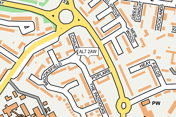 AL7 2AW map - OS OpenMap – Local (Ordnance Survey)