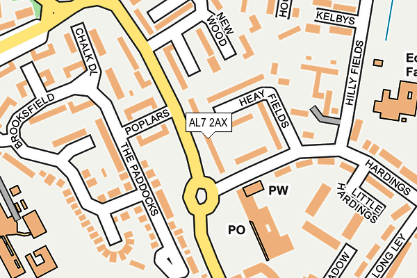 AL7 2AX map - OS OpenMap – Local (Ordnance Survey)