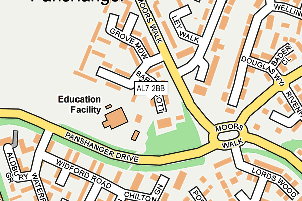 AL7 2BB map - OS OpenMap – Local (Ordnance Survey)