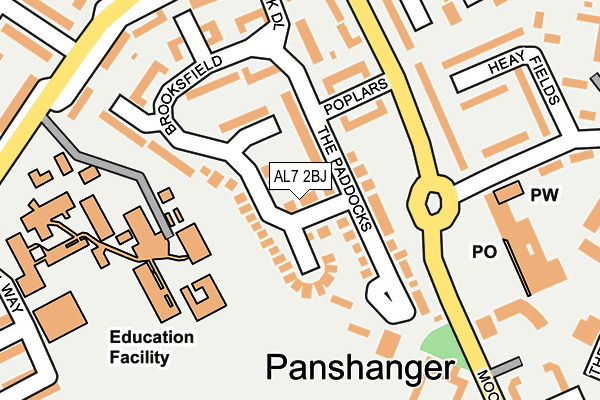 AL7 2BJ map - OS OpenMap – Local (Ordnance Survey)