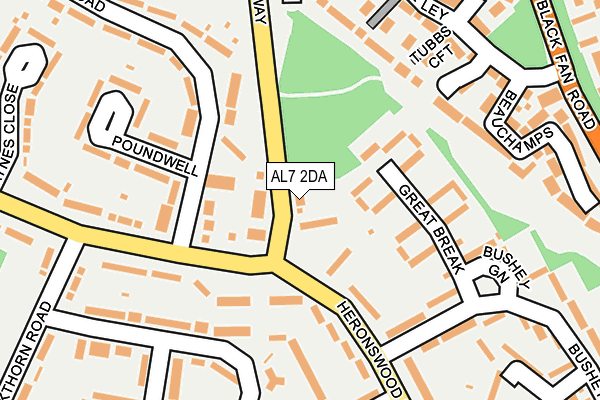 AL7 2DA map - OS OpenMap – Local (Ordnance Survey)