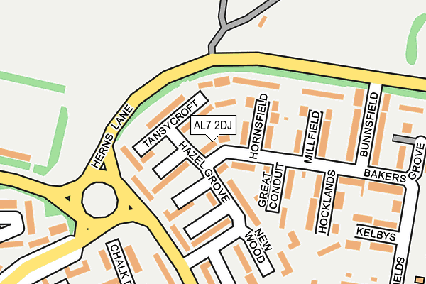 AL7 2DJ map - OS OpenMap – Local (Ordnance Survey)