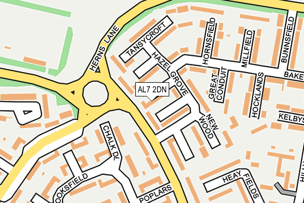 AL7 2DN map - OS OpenMap – Local (Ordnance Survey)