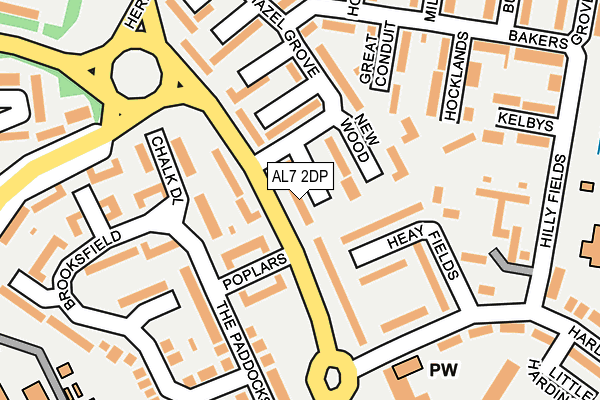 AL7 2DP map - OS OpenMap – Local (Ordnance Survey)