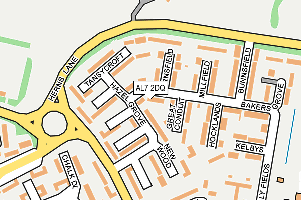 AL7 2DQ map - OS OpenMap – Local (Ordnance Survey)