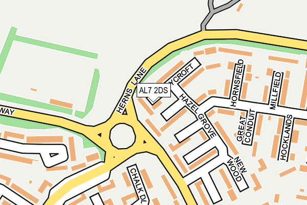 AL7 2DS map - OS OpenMap – Local (Ordnance Survey)