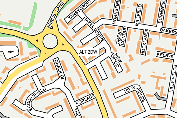 AL7 2DW map - OS OpenMap – Local (Ordnance Survey)