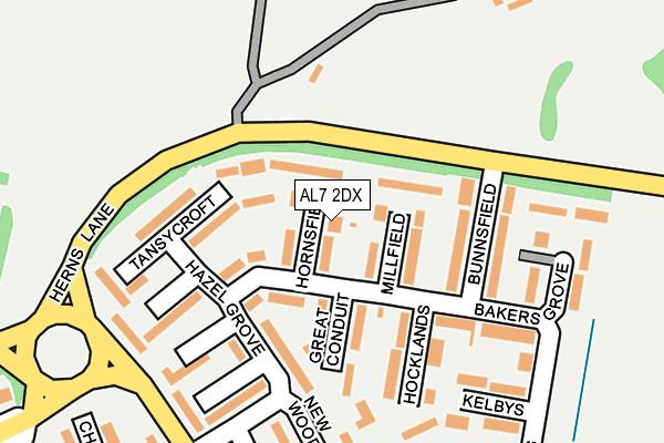 AL7 2DX map - OS OpenMap – Local (Ordnance Survey)