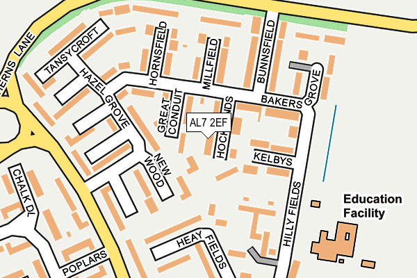 AL7 2EF map - OS OpenMap – Local (Ordnance Survey)