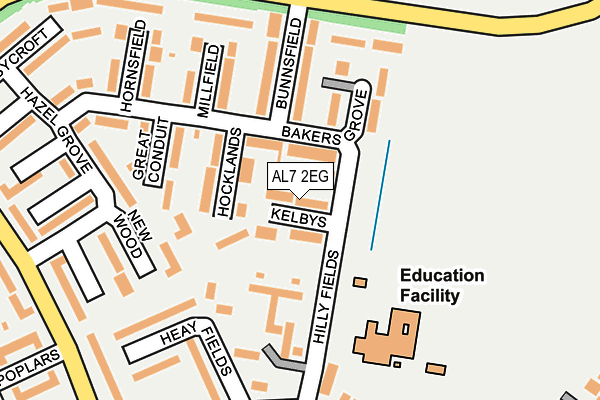 AL7 2EG map - OS OpenMap – Local (Ordnance Survey)