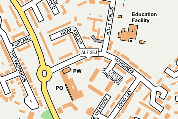 AL7 2EJ map - OS OpenMap – Local (Ordnance Survey)