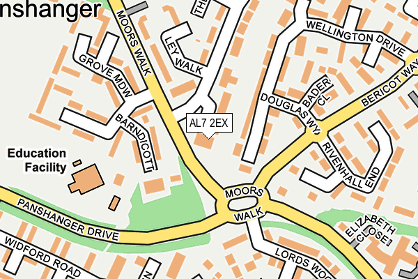 AL7 2EX map - OS OpenMap – Local (Ordnance Survey)