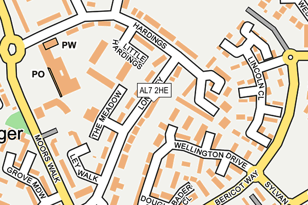 AL7 2HE map - OS OpenMap – Local (Ordnance Survey)