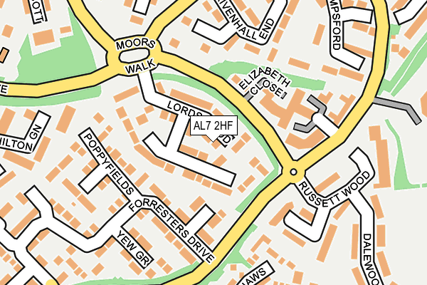 AL7 2HF map - OS OpenMap – Local (Ordnance Survey)