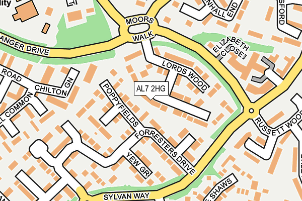 AL7 2HG map - OS OpenMap – Local (Ordnance Survey)