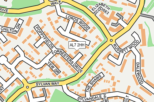 AL7 2HH map - OS OpenMap – Local (Ordnance Survey)