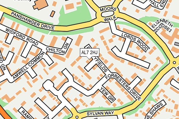 AL7 2HJ map - OS OpenMap – Local (Ordnance Survey)