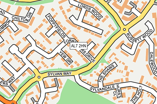 AL7 2HN map - OS OpenMap – Local (Ordnance Survey)