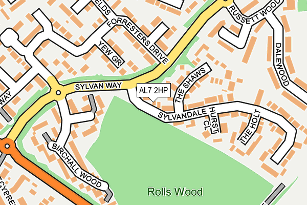 AL7 2HP map - OS OpenMap – Local (Ordnance Survey)