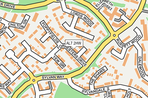 AL7 2HW map - OS OpenMap – Local (Ordnance Survey)