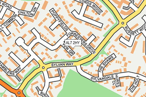 AL7 2HY map - OS OpenMap – Local (Ordnance Survey)