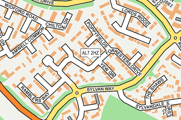 AL7 2HZ map - OS OpenMap – Local (Ordnance Survey)